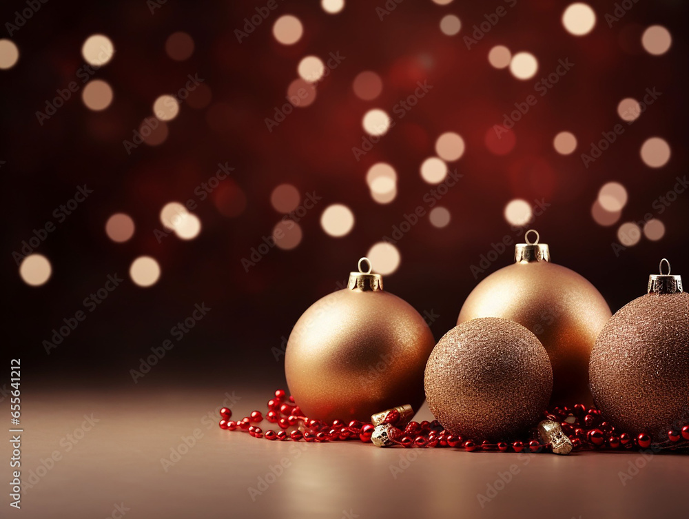 Christmas red background with decorative design. banner con copy space,