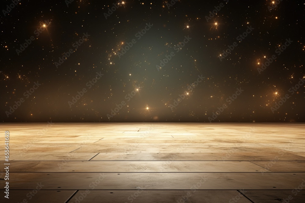 Empty cyberspace room and smooth floor with interesting light glare Background. interior advertising. Generative AI.