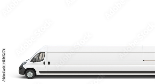very long white transport van