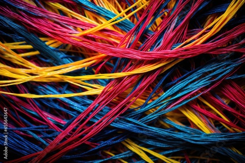 close up of an intertwined colored string representing different departments