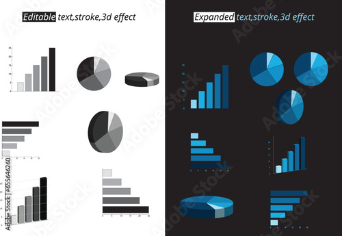 Bar graphs set.Pie chart.Infographic bars