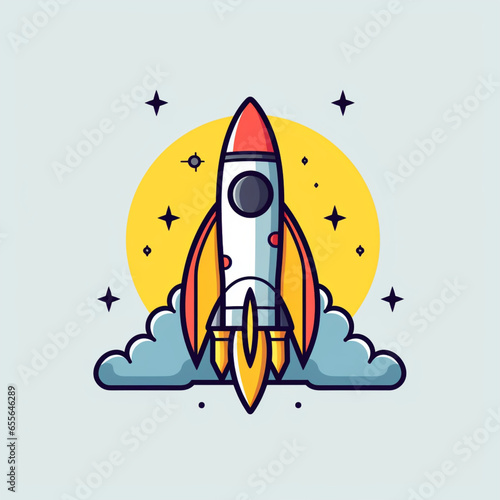 rocket in the sky 2d icon
