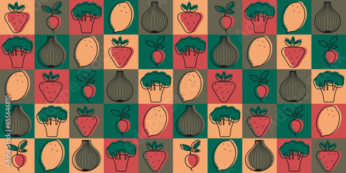 World vegan day pattern. Geometric vegetarian vector illustration, abstract, wallpaper, fabric, ornament, vintage.