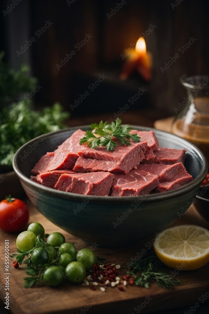 Raw meat on a cutting board Raw meat on a cutting board