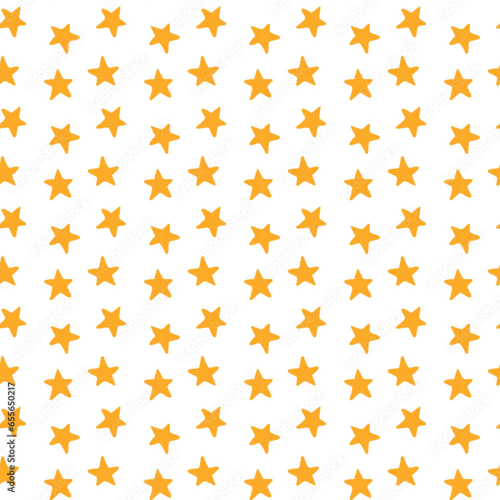 Seamless pattern of jagged hand drawn yellow stars on a white background Seamless pattern of jagged hand drawn yellow stars on a white background
