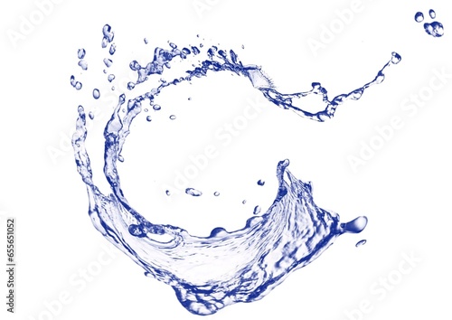 抽象的な青い水の泡と白背景