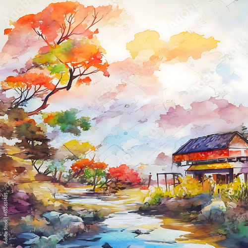 Colorful painting chinese style background