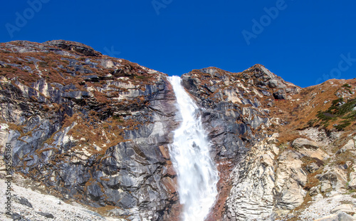 Khando waterfall in Kanchenjunga trek Nepal. 