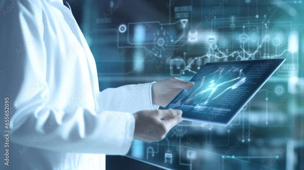 Medicine doctor touching electronic medical record Medicine doctor touching electronic medical record