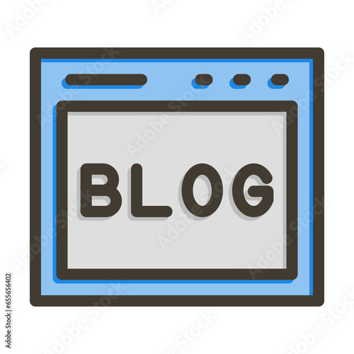 Blog Vector Thick Line Filled Colors Icon Design