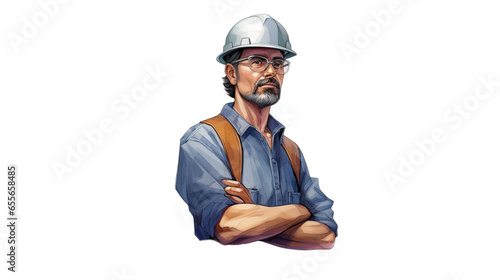 engineer man or architect, clipart, isolated on transparent background photo