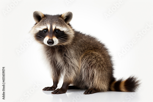Portrait of a raccoon sitting on a white background, isolated © Graphicsstudio 5