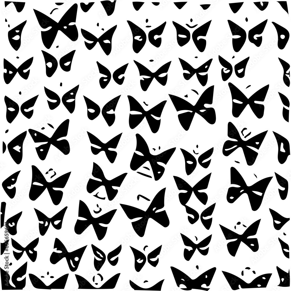 Black and white vector illustration of butterflies pattern Black and white vector illustration of butterflies pattern