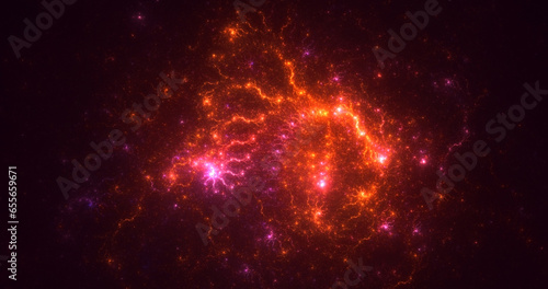 3D manual rendering abstract multicolor supernova fractal light background