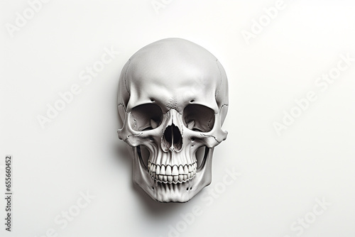 Human skull isolated on white background. 3d render. Halloween concept