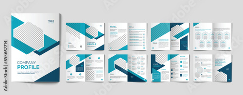 Company profile annual report business proposal corporate bifold brochure design template (ID: 655662214)