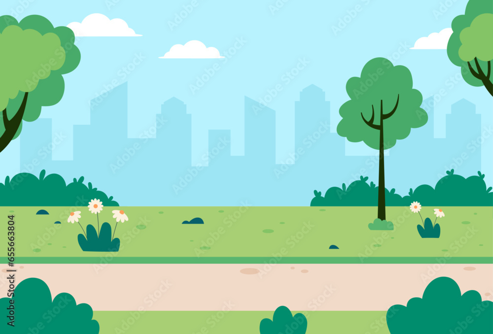 Flat design of city park landscape vector