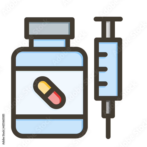Steroids Vector Thick Line Filled Colors Icon Design