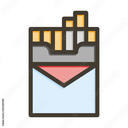Cigarette Vector Thick Line Filled Colors Icon Design