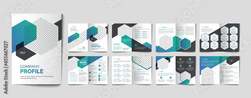 Company profile annual report business proposal corporate bifold brochure design template (ID: 655667027)