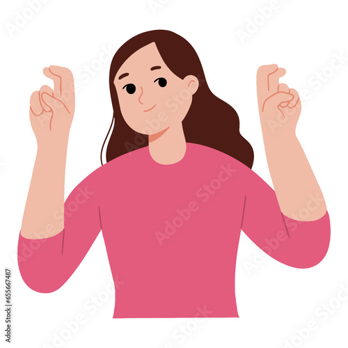 young woman with air quotes hand gesture
