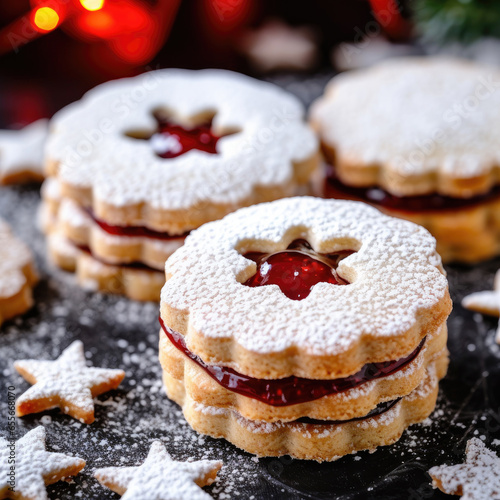 Christmas cookies with sweet jam