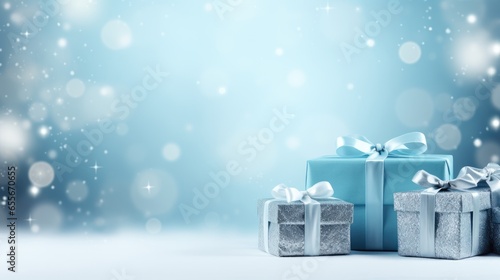 Festive Christmas New Year background with surprise box. Holiday Christmas gift box © megavectors