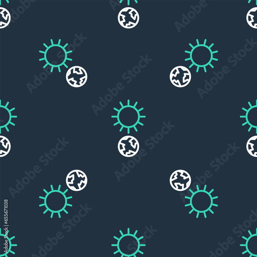 Line Solstice icon isolated seamless pattern on black background. Vector