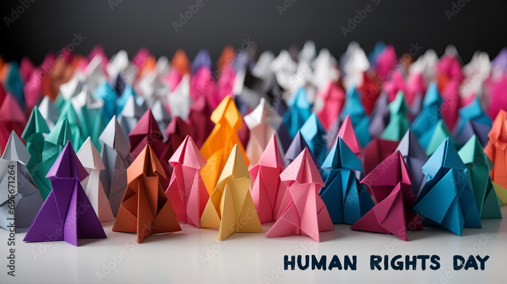 Human Rights Day Poster in Origami Style - obrazy, fototapety, plakaty 