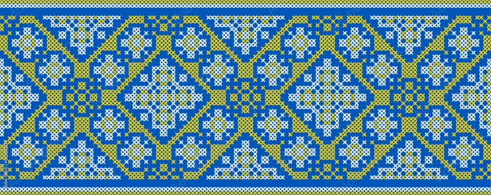 Vector illustration of Ukrainian ornament in ethnic style, identity, vyshyvanka, embroidery for print clothes, websites, banners. Background. Geometric design, border, copy space, frame Vector illustration of Ukrainian ornament in ethnic style, identity, vyshyvanka, embroidery for print clothes, websites, banners. Background. Geometric design, border, copy space, frame