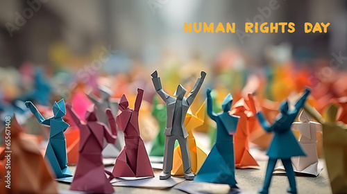 Human Rights Day Poster in Origami Style