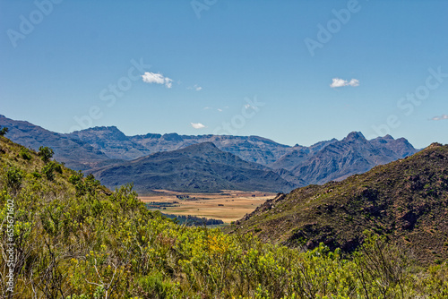 Landscape across the Olifants River valley near Citrusdal towards the Koue Bokkeveld Mountains Western Cape, South Africa photo