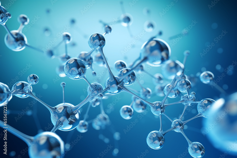 illustration of blue background with hydrogen molecule. Created with Generative AI illustration of blue background with hydrogen molecule. Created with Generative AI