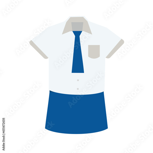 Seragam anak smp perempuan indonesia, seragam sekolah menengah pertama or junior high school or middle school uniform, flat icon design illustration vector