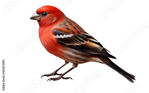 Colorful Finch Bird Isolated on White Transparent Background.