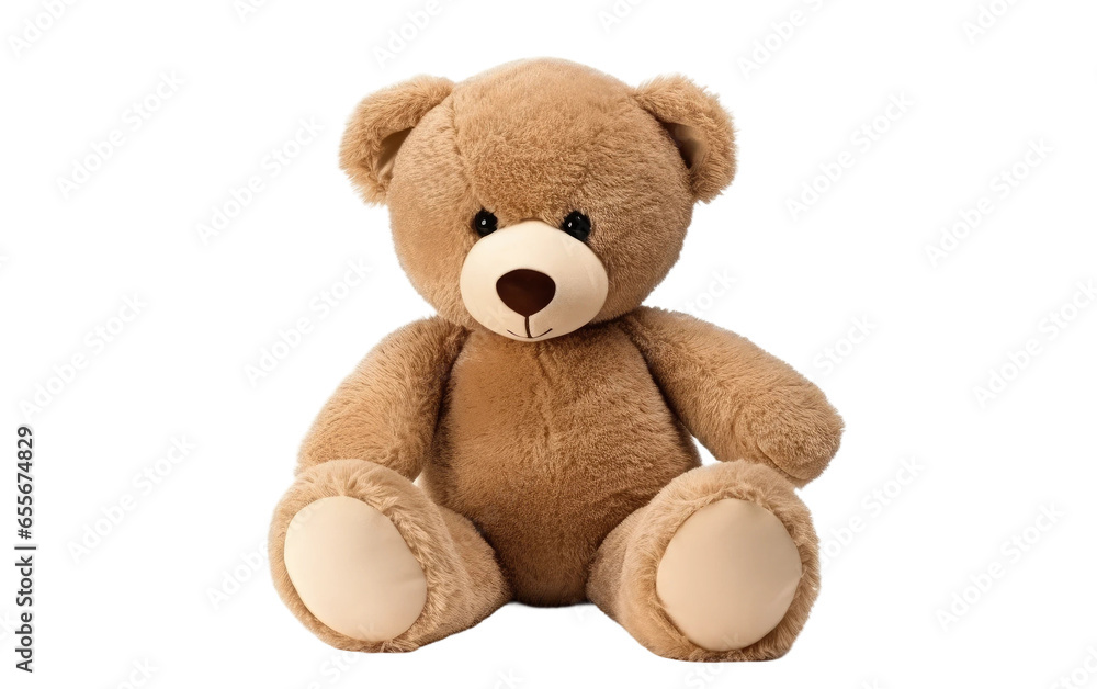 Brown Cute Teddy Bear Plush Toy Isolated on White Transparent Background.