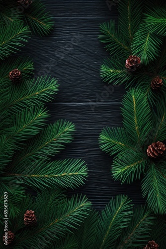 Festive Christmas New Year background pine branches. Holiday Christmas tree branches. Winter fir