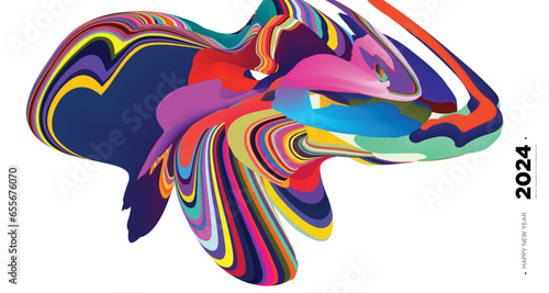 Vector colorful abstract fluid background for calendar cover template new year 2024