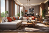 interior of a living room , luxurious living room, fictional. Generative ai