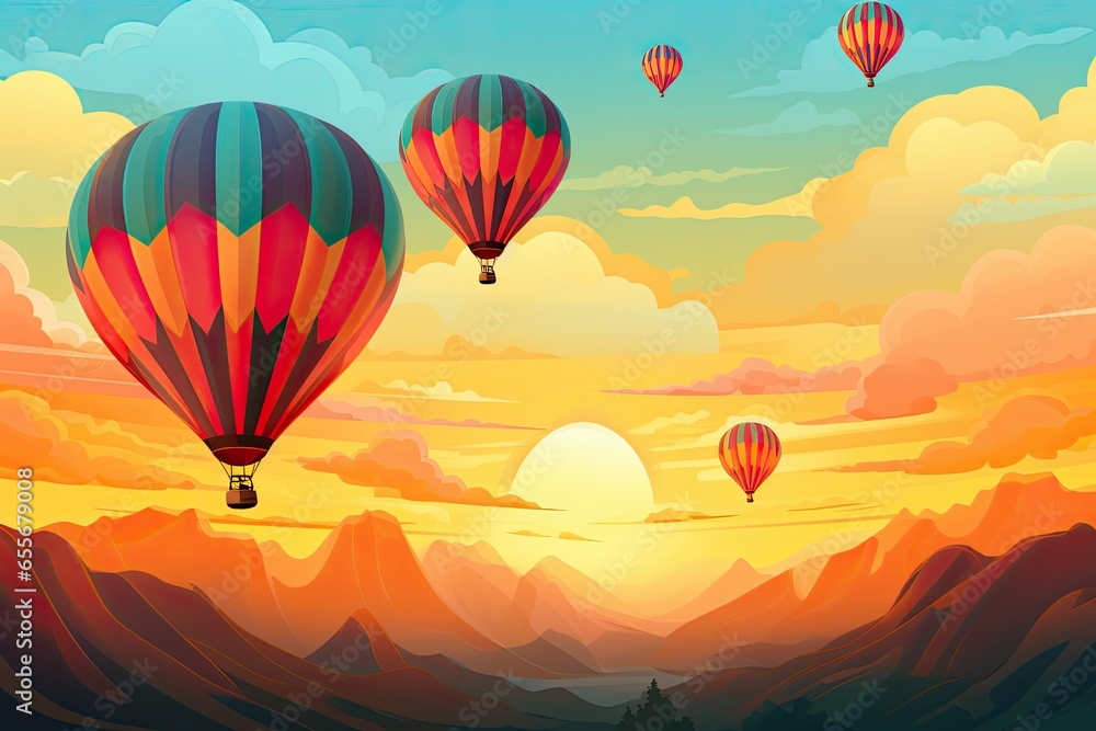 colorful hot air balloons in the sky ilustration