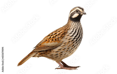 Beautiful Quail Bird Isolated on White Transparent Background.