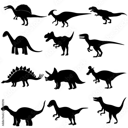 Fototapeta Naklejka Na Ścianę i Meble -  a set of dinosaur silhouettes