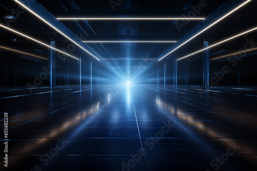 Abstract scene of light rays in the dark background