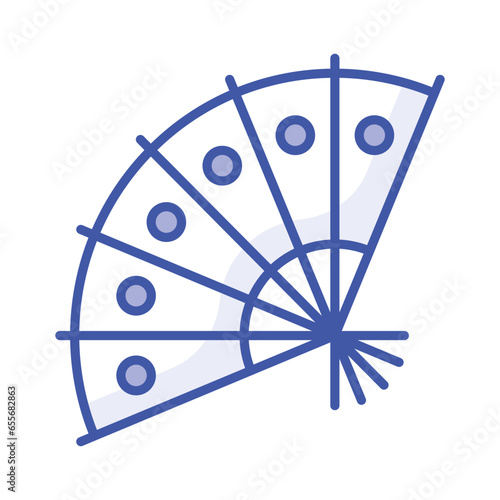 Chinese flamenco fan icon in modern design style, traditional hand fan vector