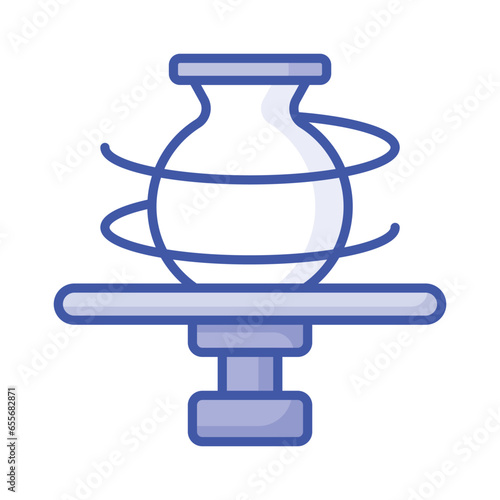 Clay crafting vector design in modern style, making pottery with rotary technique