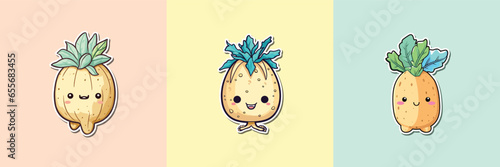 jicama sticker. kawaii cartoon illustration