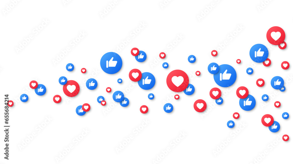 Social media background. Brunch of like and thumb up buttons. Vector EPS 10