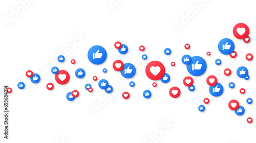 Social media background. Brunch of like and thumb up buttons. Vector EPS 10