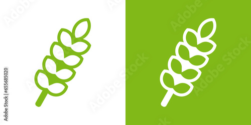 Green icon. Gluten free. Wheat, grain, flour. Set of gluten. Vector organic illustration.