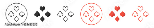 Playing card. Card suit icon set. Suit deck of playing cards. Vector illustration.